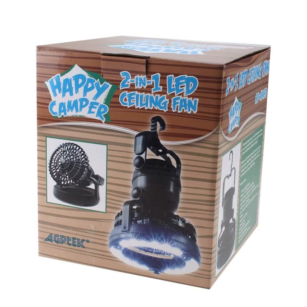 Ventilateur de plafond et lampe de camping 18 LED 2-en-1