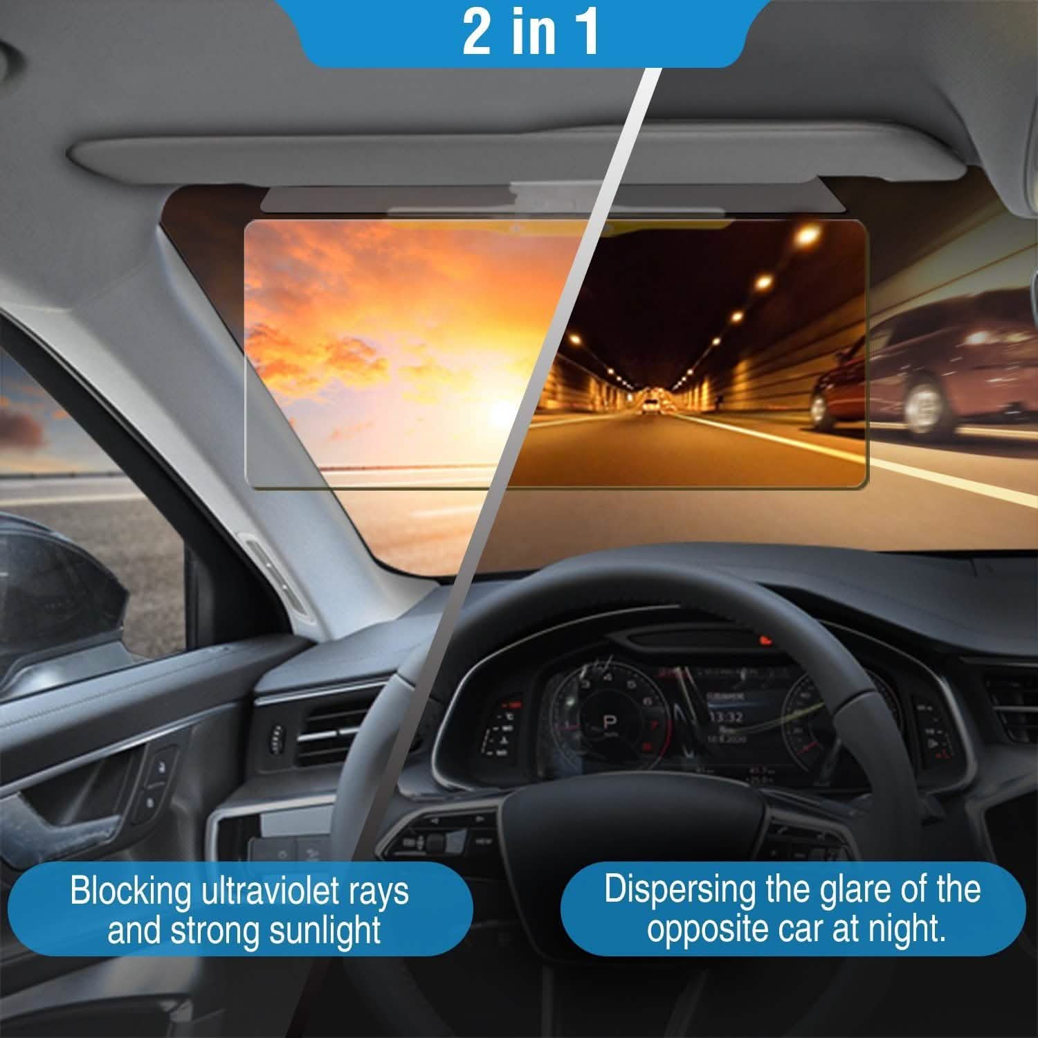 Pare-soleil de voiture 2 en 1 anti-éblouissement