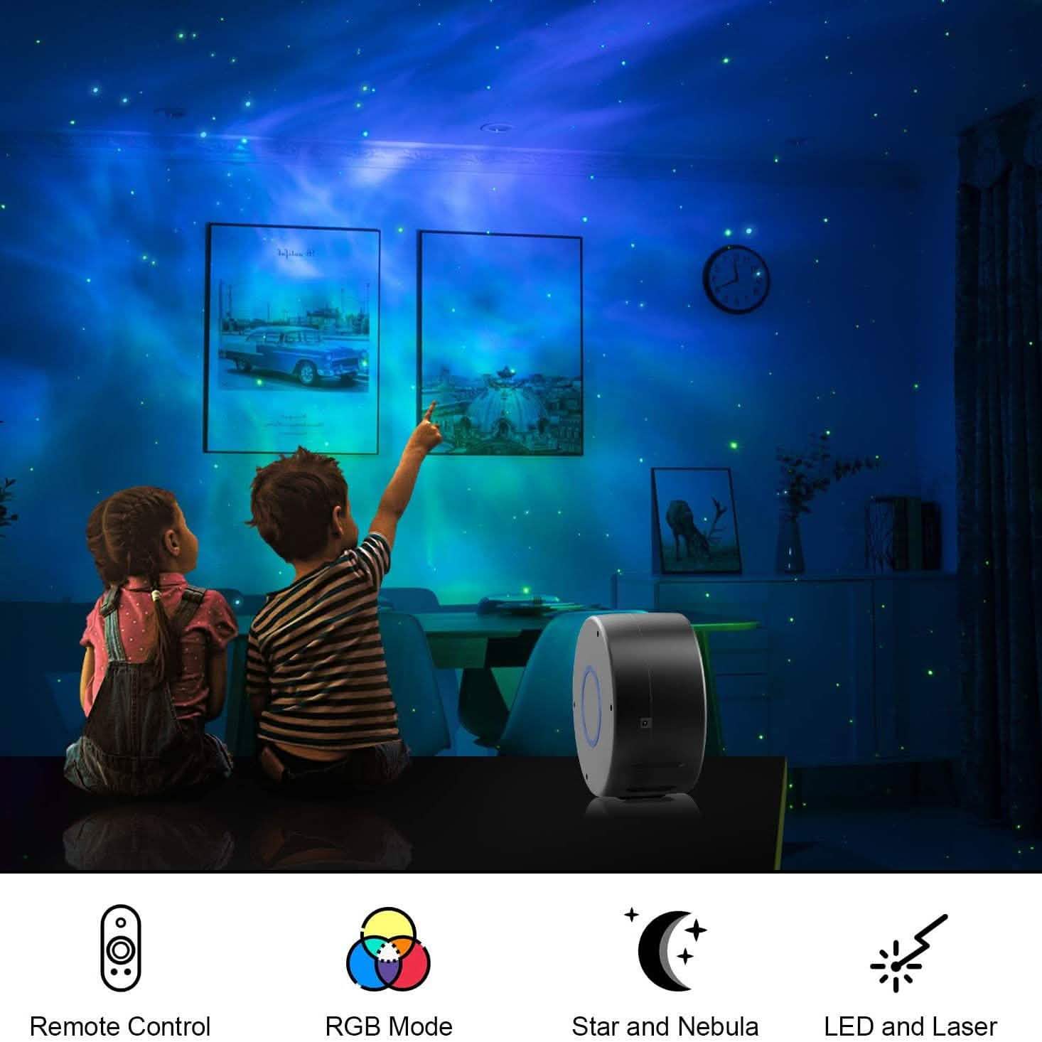 Projecteur 2-en-1 Aurore et Ciel Étoilé