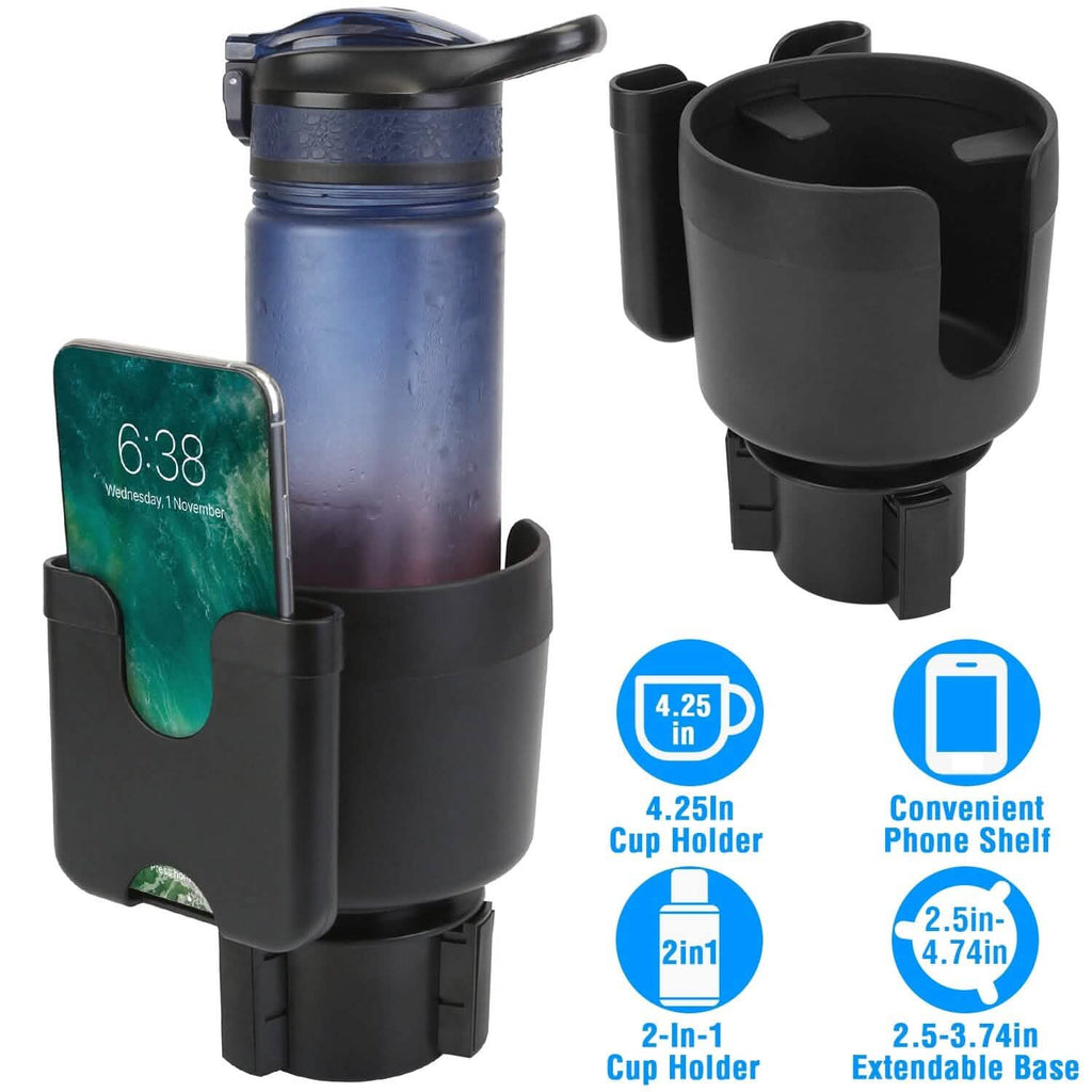 Porte-gobelet 2-en-1 avec support de téléphone et base réglable