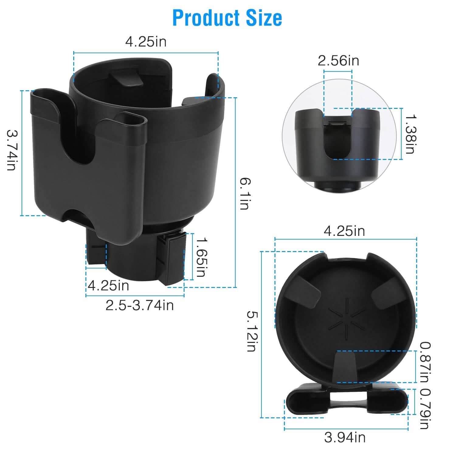 Porte-gobelet 2-en-1 avec support de téléphone et base réglable