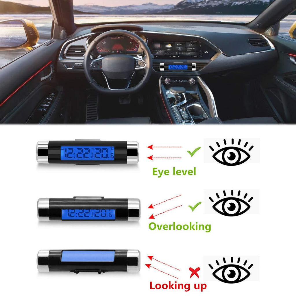 2 en 1 voiture véhicule affichage numérique LCD thermomètre horloge portable voiture tableau de bord numérique horloges avec lumière noire et écran LCD réglable jauge de température du véhicule support horloge
