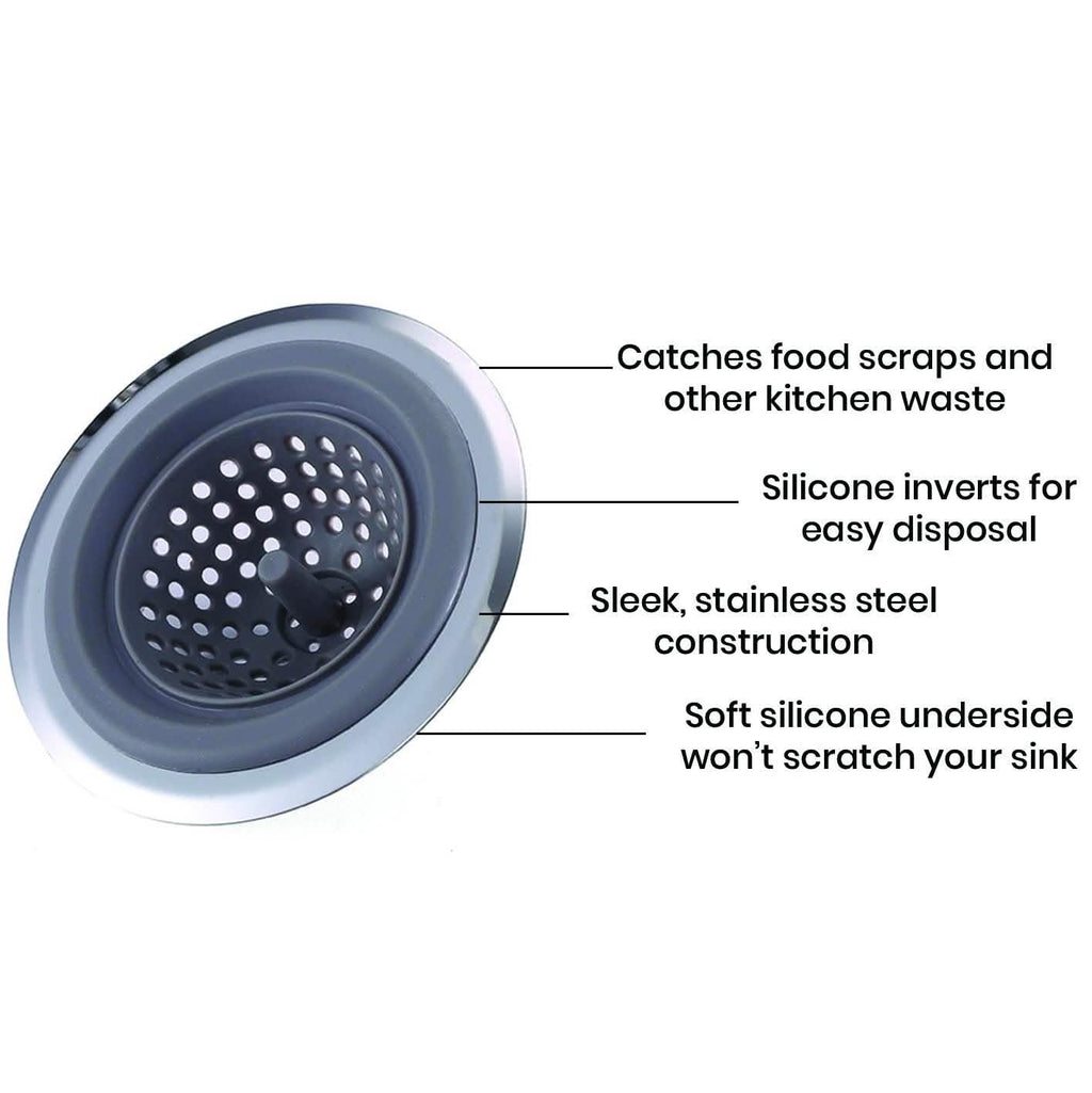 Crépine et bouchon d'évier de cuisine en silicone 2 en 1 anti-obstruction multifonction