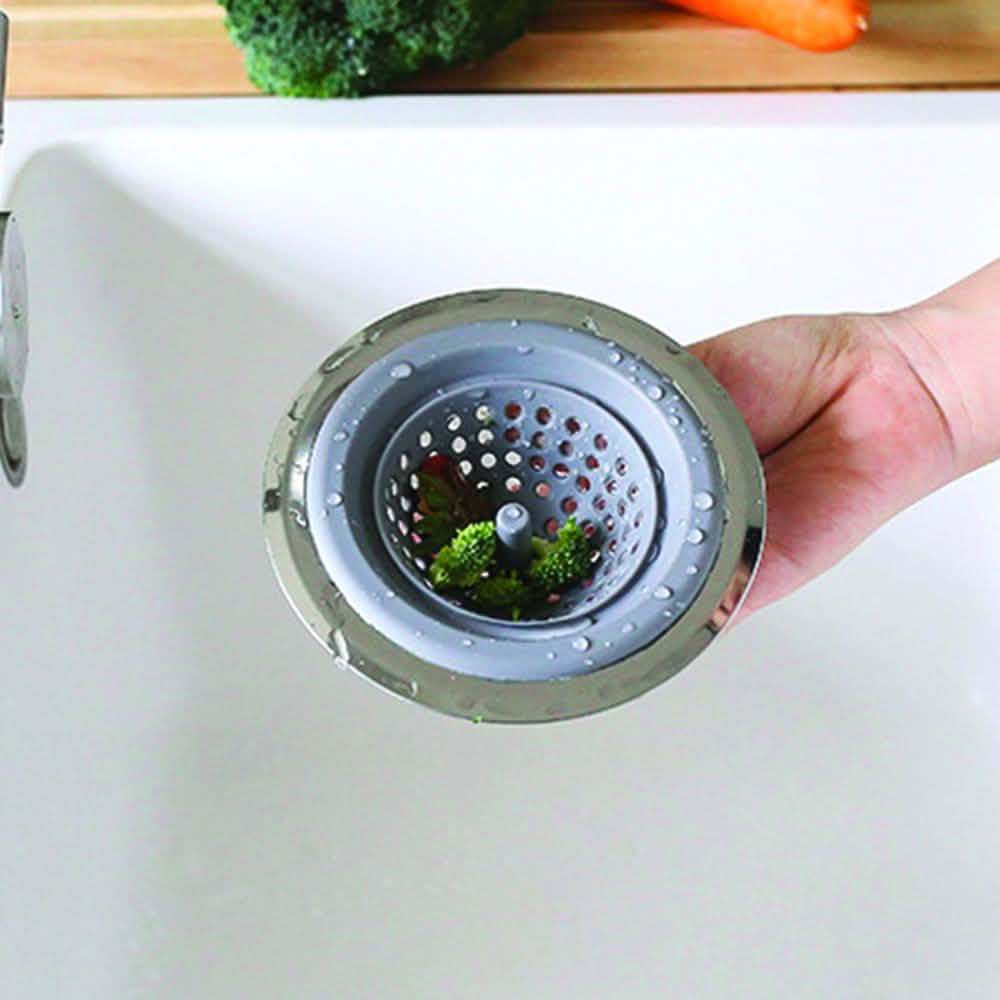 Crépine et bouchon d'évier de cuisine en silicone 2 en 1 anti-obstruction multifonction