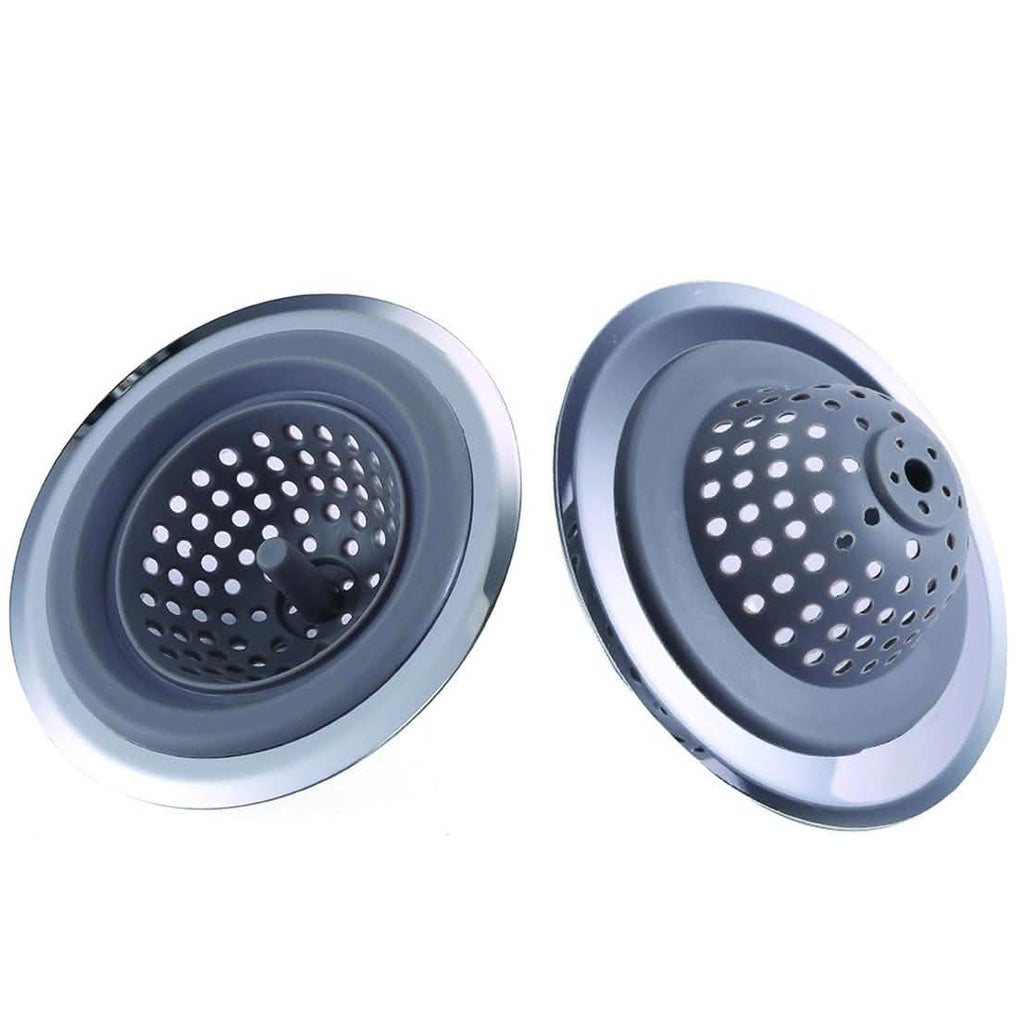 Crépine et bouchon d'évier de cuisine en silicone 2 en 1 anti-obstruction multifonction