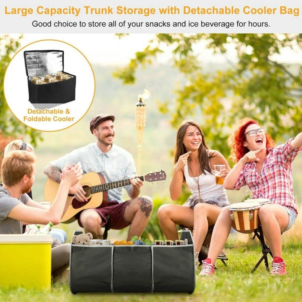 Organisateur de coffre pliable 2-en-1 avec glacière amovible
