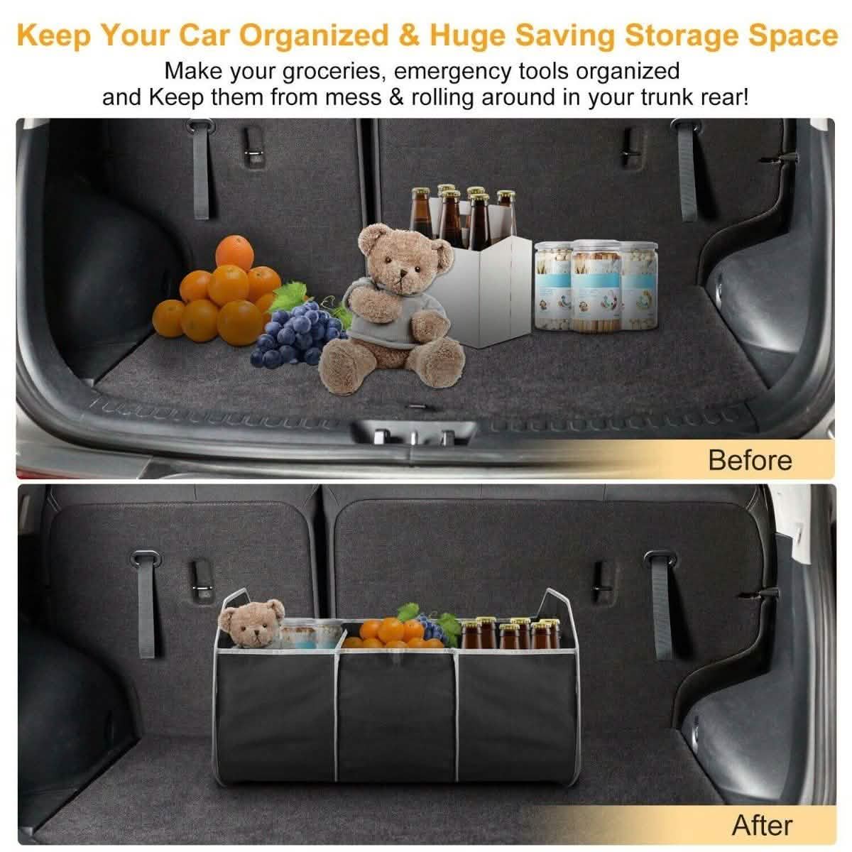 Organisateur de coffre pliable 2-en-1 avec glacière amovible