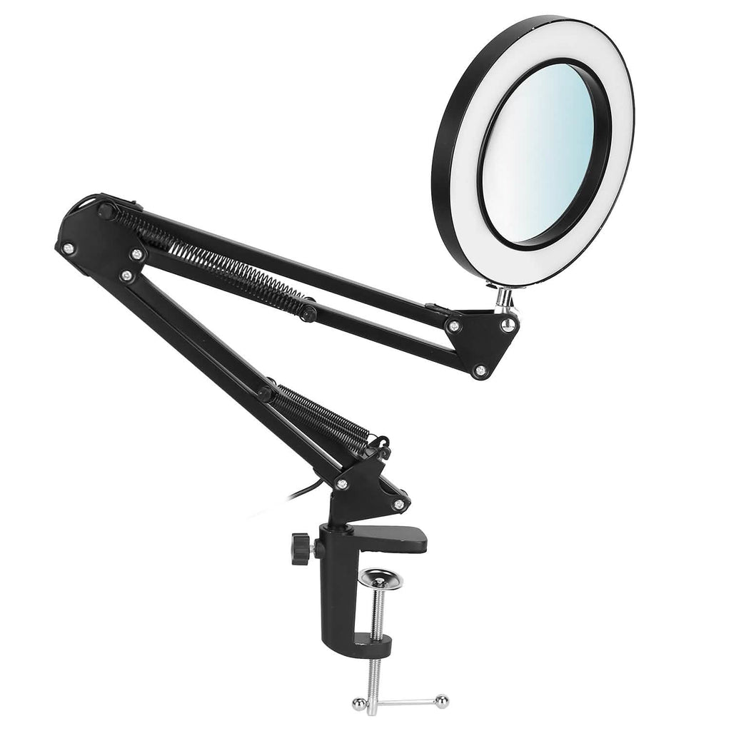Lampe loupe LED de bureau 2-en-1 avec grossissement 8x