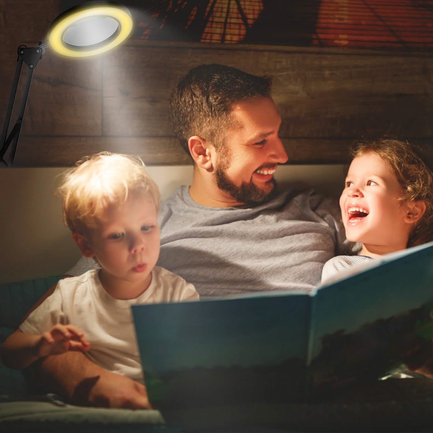 Lampe loupe LED de bureau 2-en-1 avec grossissement 8x