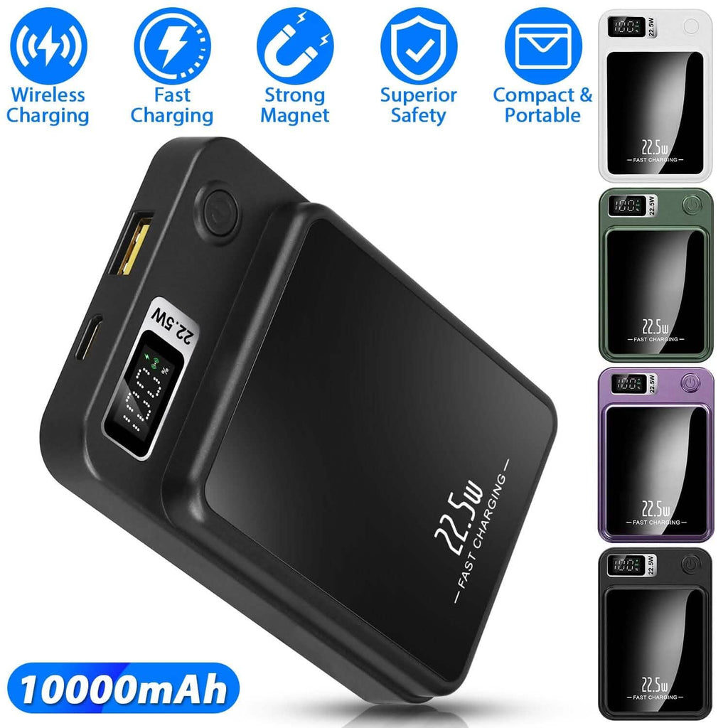 Batterie externe magnétique sans fil 2-en-1 10000 mAh Chargeur rapide PD20W compatible MagSafe