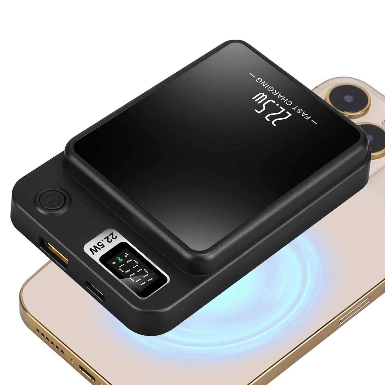 Batterie externe magnétique sans fil 2-en-1 10000 mAh Chargeur rapide PD20W compatible MagSafe