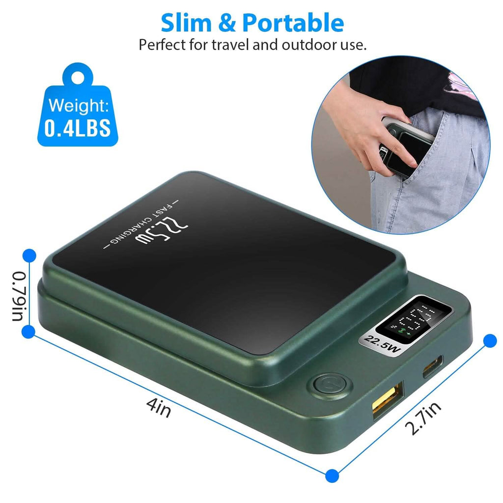 Batterie externe magnétique sans fil 2-en-1 10000 mAh Chargeur rapide PD20W compatible MagSafe