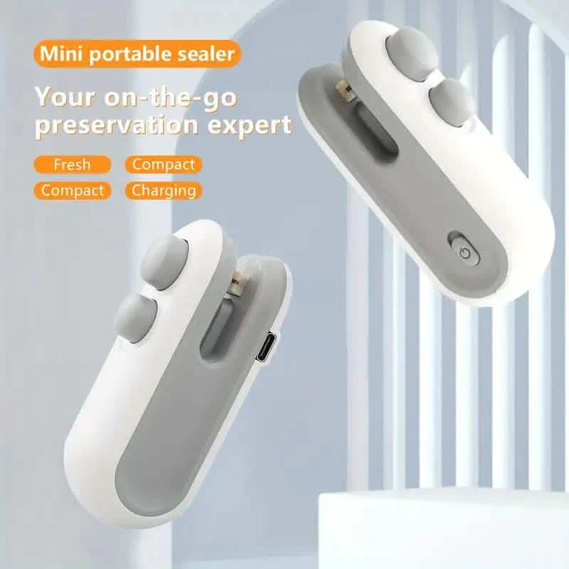 Mini scelleuse de sacs 2-en-1 pour collations, scelleuse thermique en plastique rechargeable par USB avec cutter