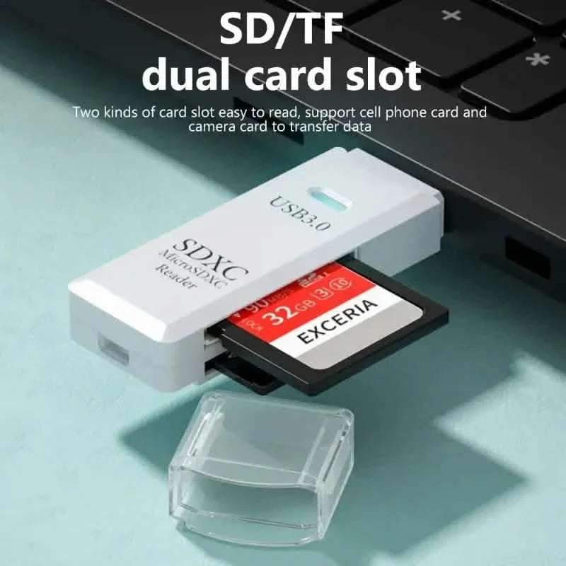 Lecteur de cartes multiples 2-en-1 USB 3.0 Adaptateur de lecteur flash de carte mémoire Micro SD TF