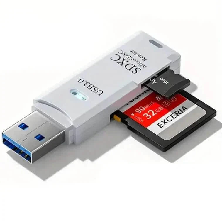 Lecteur de cartes multiples 2-en-1 USB 3.0 Adaptateur de lecteur flash de carte mémoire Micro SD TF