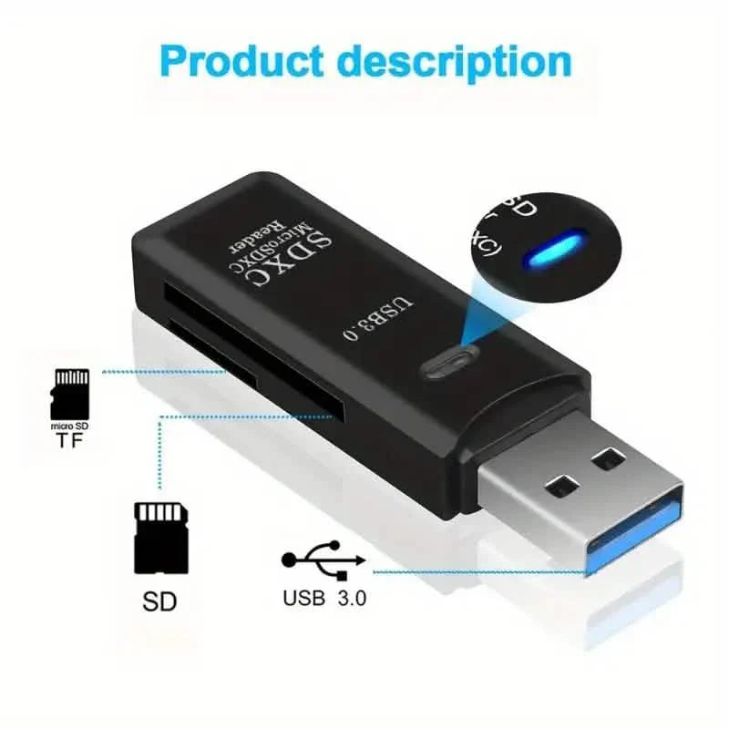 Lecteur de cartes multiples 2-en-1 USB 3.0 Adaptateur de lecteur flash de carte mémoire Micro SD TF
