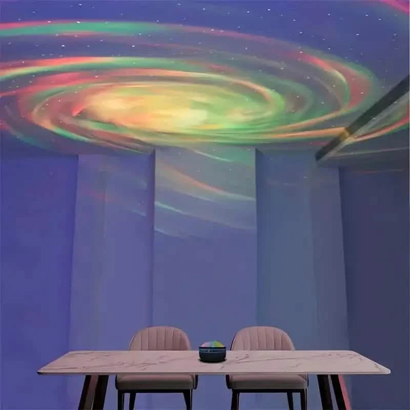 Projecteur 2-en-1 Aurore Boréale et Vagues Océaniques avec Lumières Féeriques Ciel Étoilé