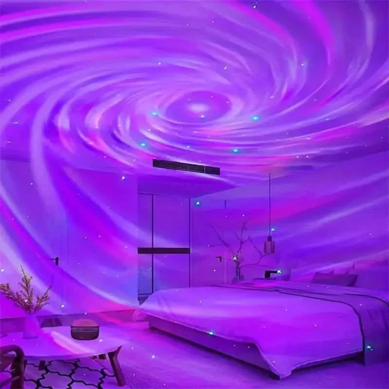 Projecteur 2-en-1 Aurore Boréale et Vagues Océaniques avec Lumières Féeriques Ciel Étoilé