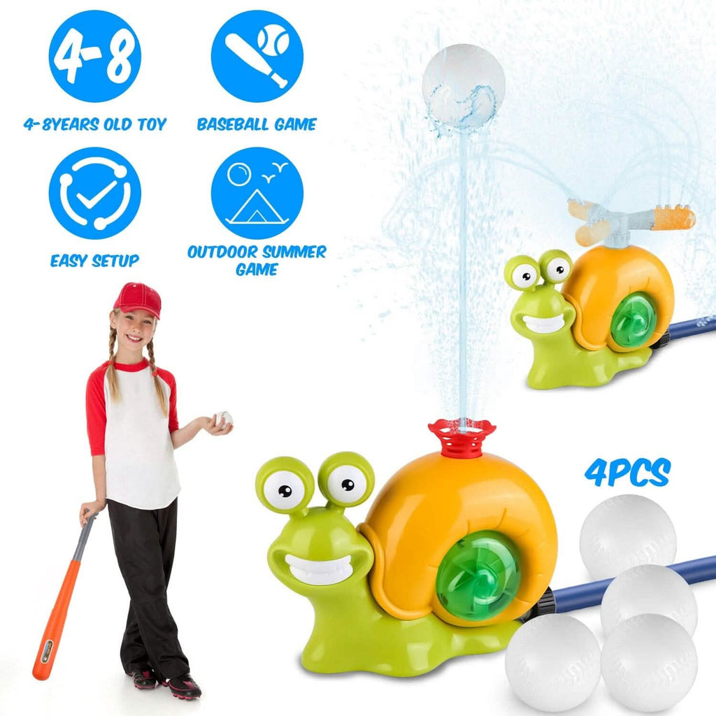 Jouet de baseball arroseur d'eau escargot 2 en 1 avec 2 buses d'arrosage