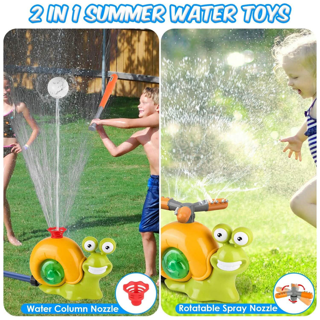Jouet de baseball arroseur d'eau escargot 2 en 1 avec 2 buses d'arrosage