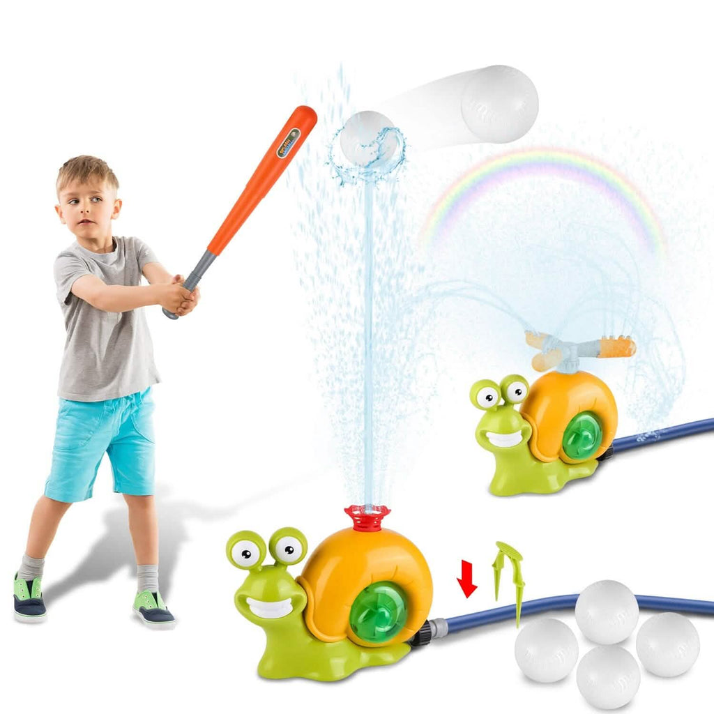 Jouet de baseball arroseur d'eau escargot 2 en 1 avec 2 buses d'arrosage