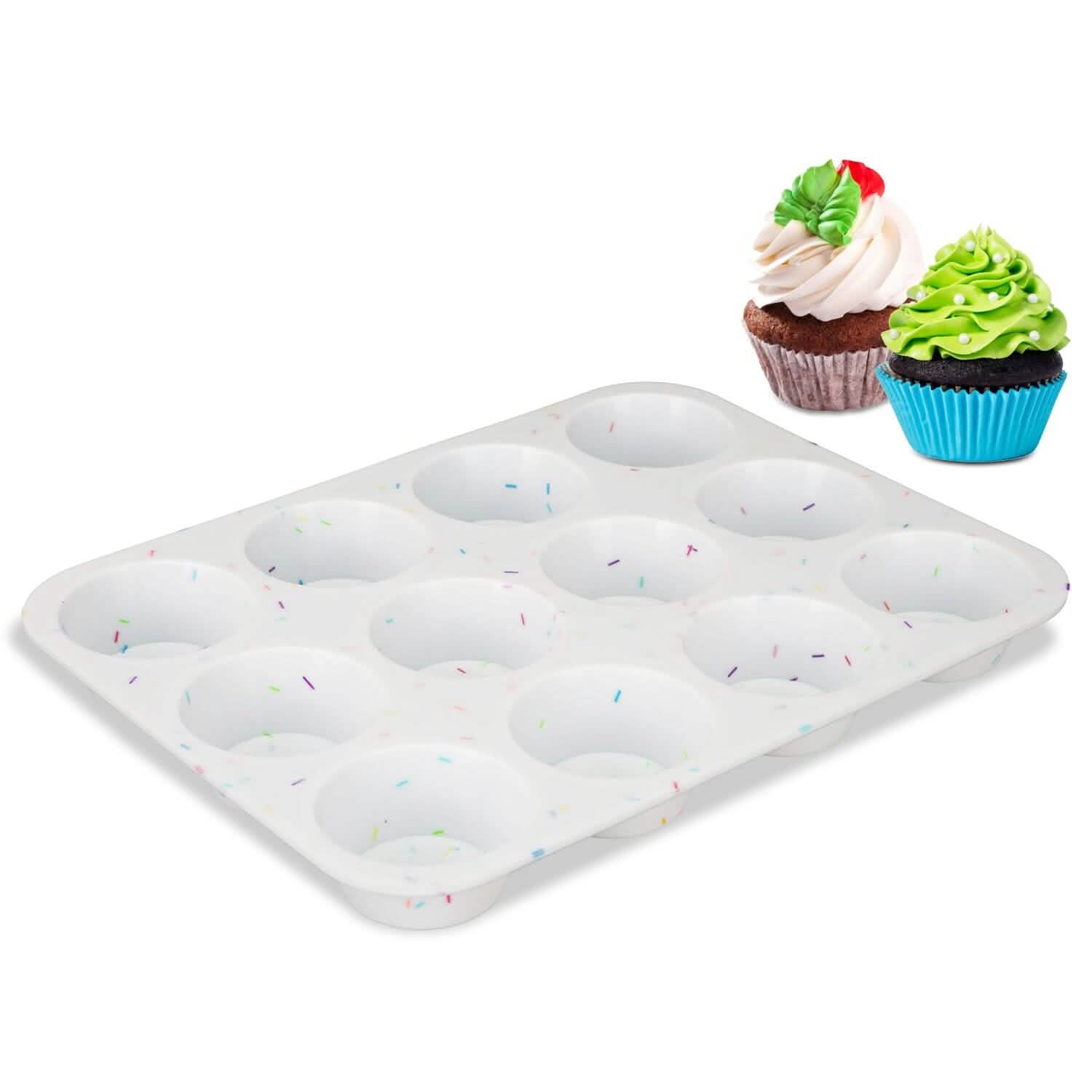 Lot de 2 : Moules à muffins en silicone antiadhésifs 12 tasses