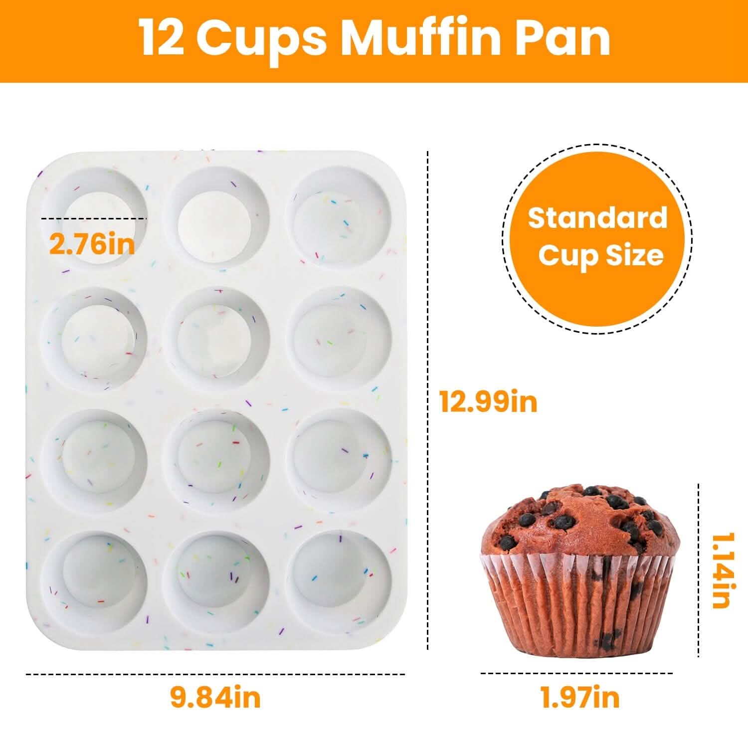 Lot de 2 : Moules à muffins en silicone antiadhésifs 12 tasses