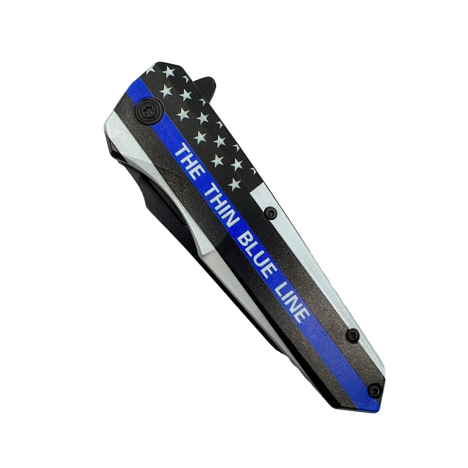 Lot de 2 : Couteau 3" « Thin Blue Line » avec manche en ABS