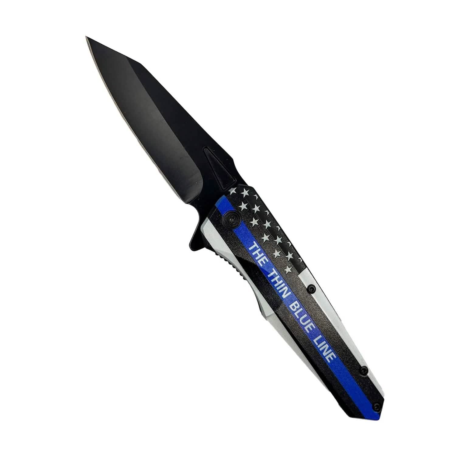 Lot de 2 : Couteau 3" « Thin Blue Line » avec manche en ABS