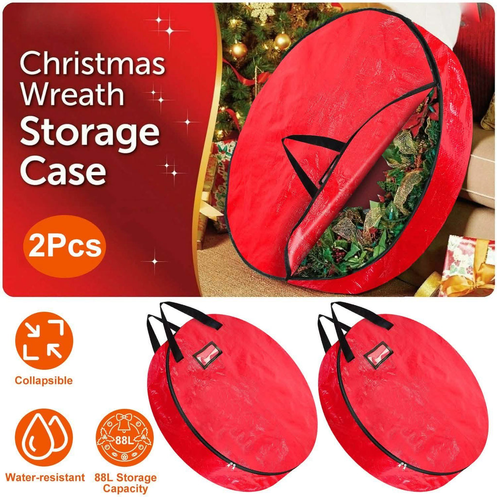 Lot de 2 : Housse de rangement pour couronne de Noël 76 cm 88L
