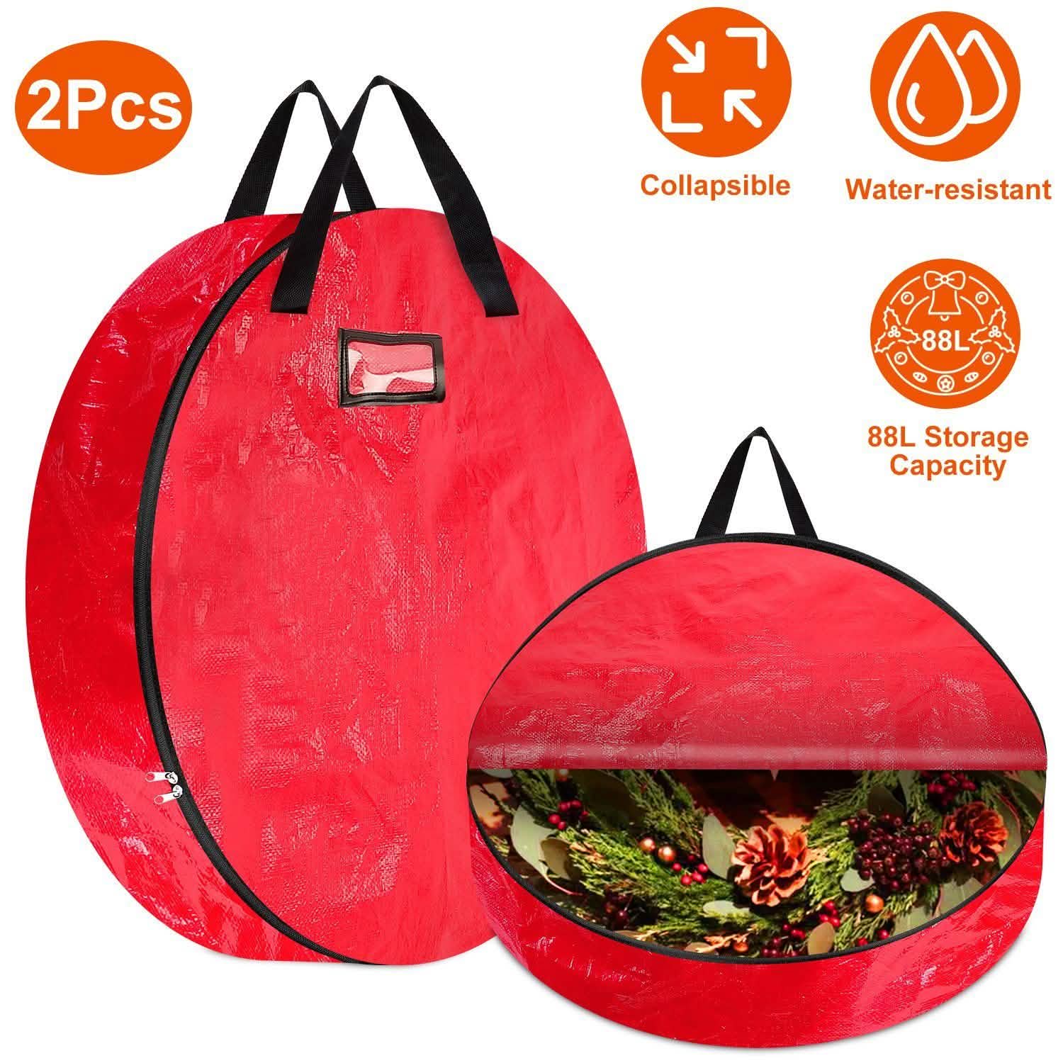 Lot de 2 : Housse de rangement pour couronne de Noël 76 cm 88L