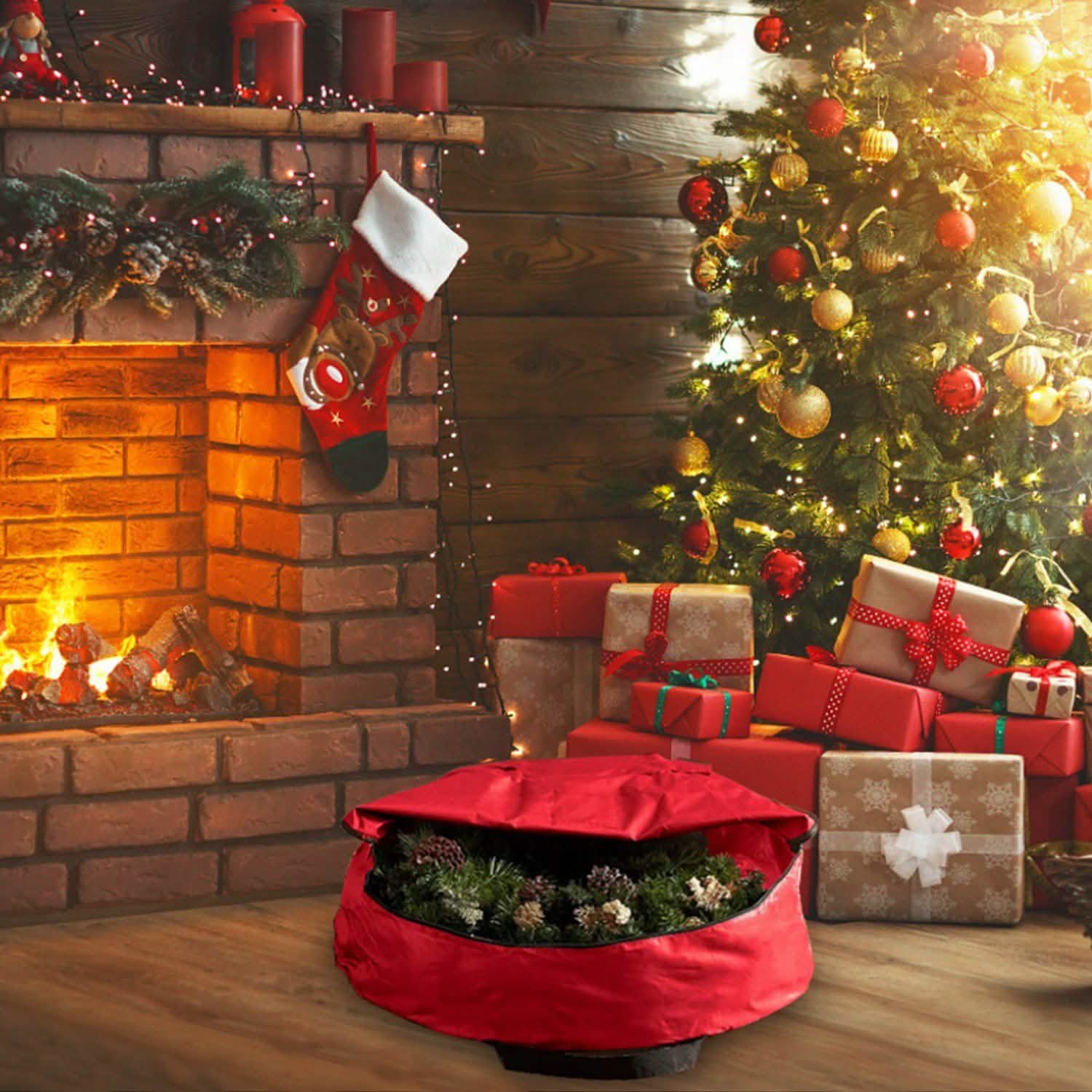 Lot de 2 : Housse de rangement pour couronne de Noël 76 cm 88L
