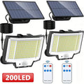 Lot de 2 : Projecteur solaire extérieur séparé 200 LED avec détecteur de mouvement, 3 modes et télécommande