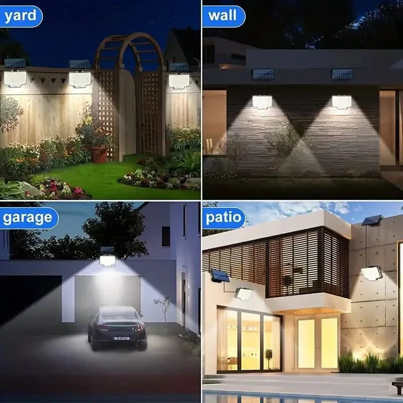 Lot de 2 : Projecteur solaire extérieur séparé 200 LED avec détecteur de mouvement, 3 modes et télécommande