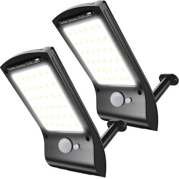 Lot de 2 : Lampe murale solaire à détecteur de mouvement 36 LED