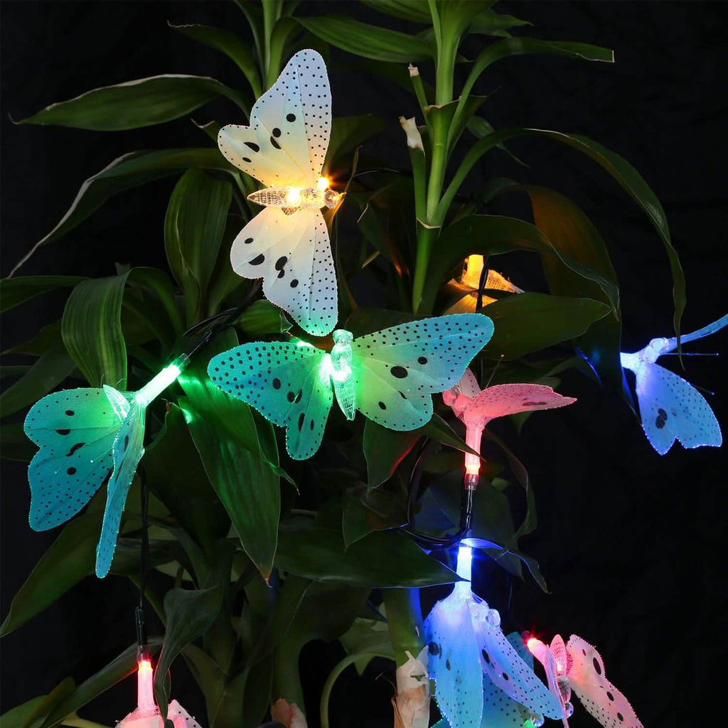 Lot de 2 : guirlandes solaires papillons de 3,8 m