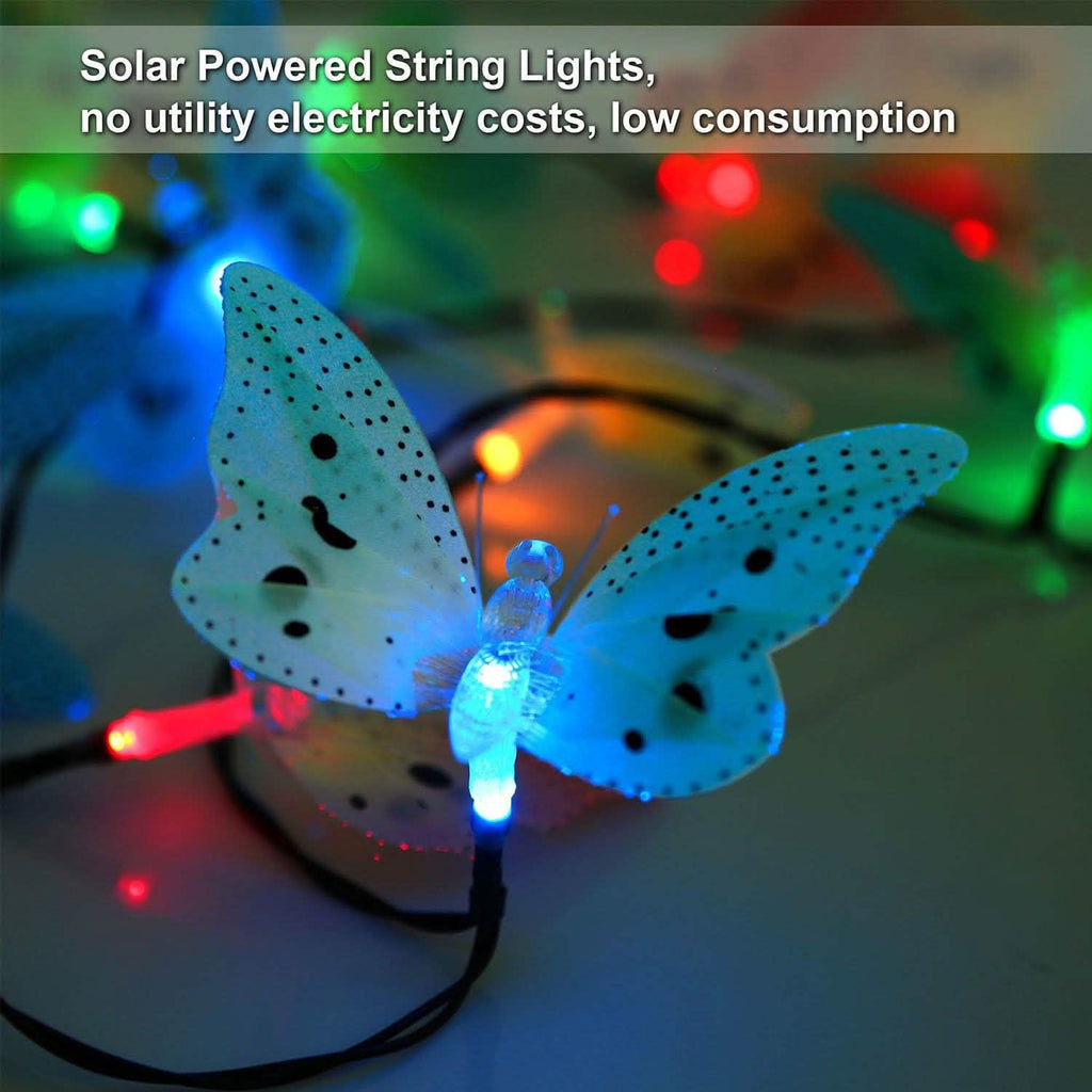 Lot de 2 : guirlandes solaires papillons de 3,8 m