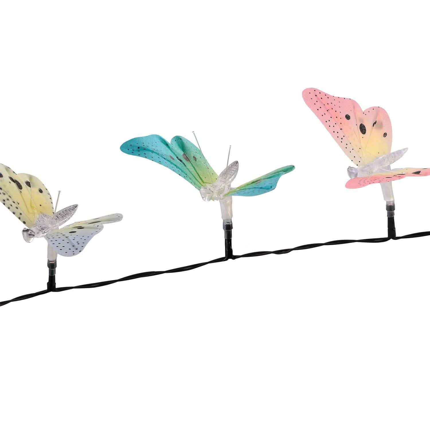 Lot de 2 : guirlandes solaires papillons de 3,8 m