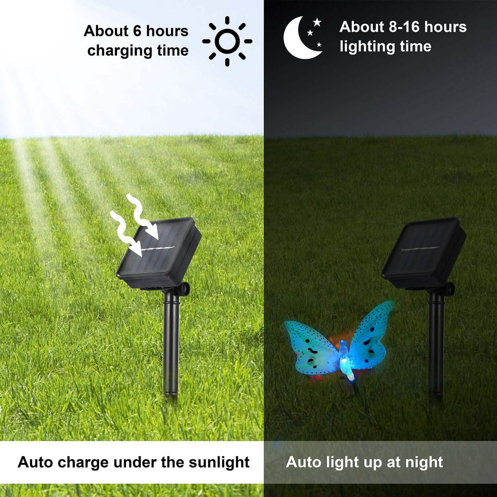 Lot de 2 : guirlandes solaires papillons de 3,8 m