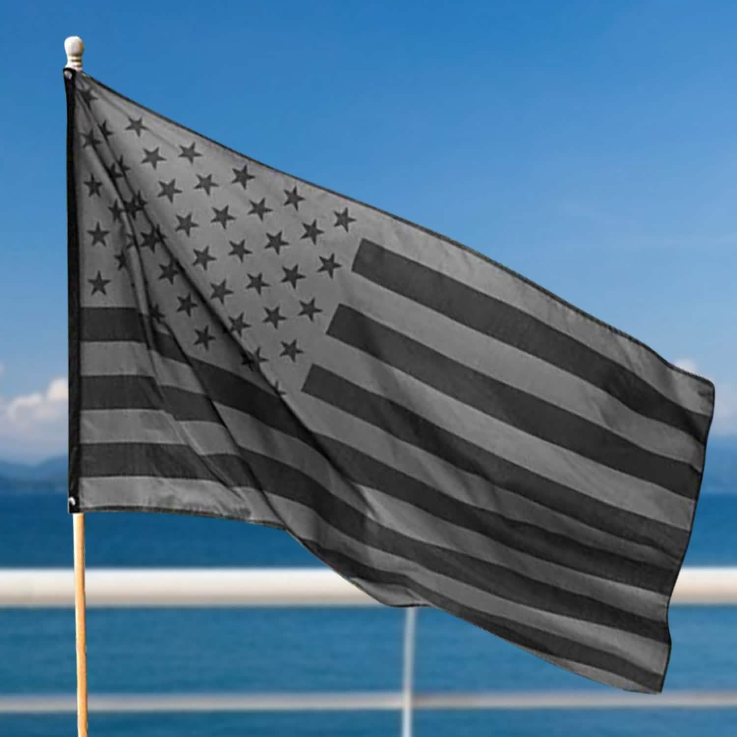 Paquet de 2 : Drapeau américain entièrement noir de 0,9 x 1,5 m
