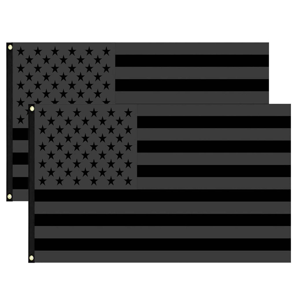 Paquet de 2 : Drapeau américain entièrement noir de 0,9 x 1,5 m