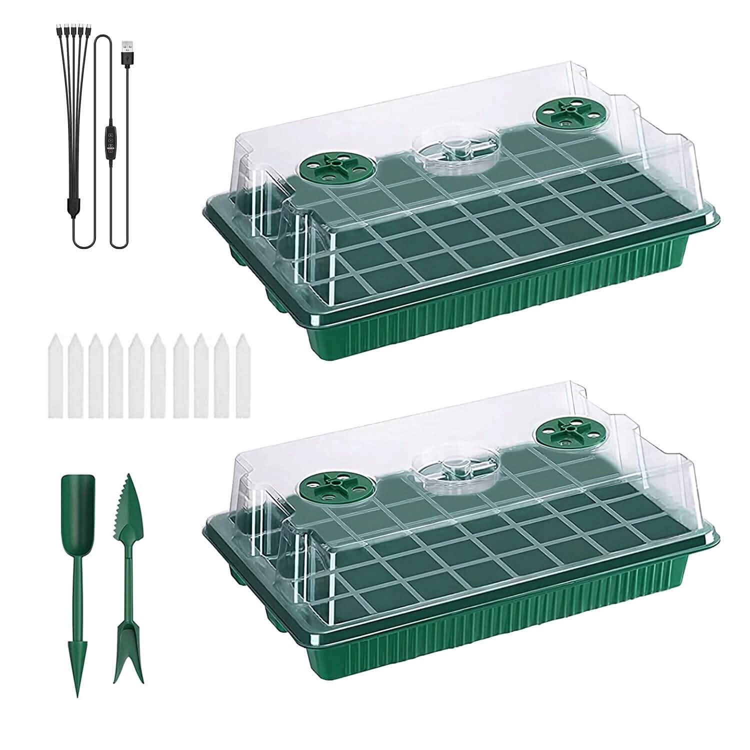Lot de 2 : Barquette de démarrage de 40 cellules avec lampe de croissance et 4 niveaux de luminosité réglables