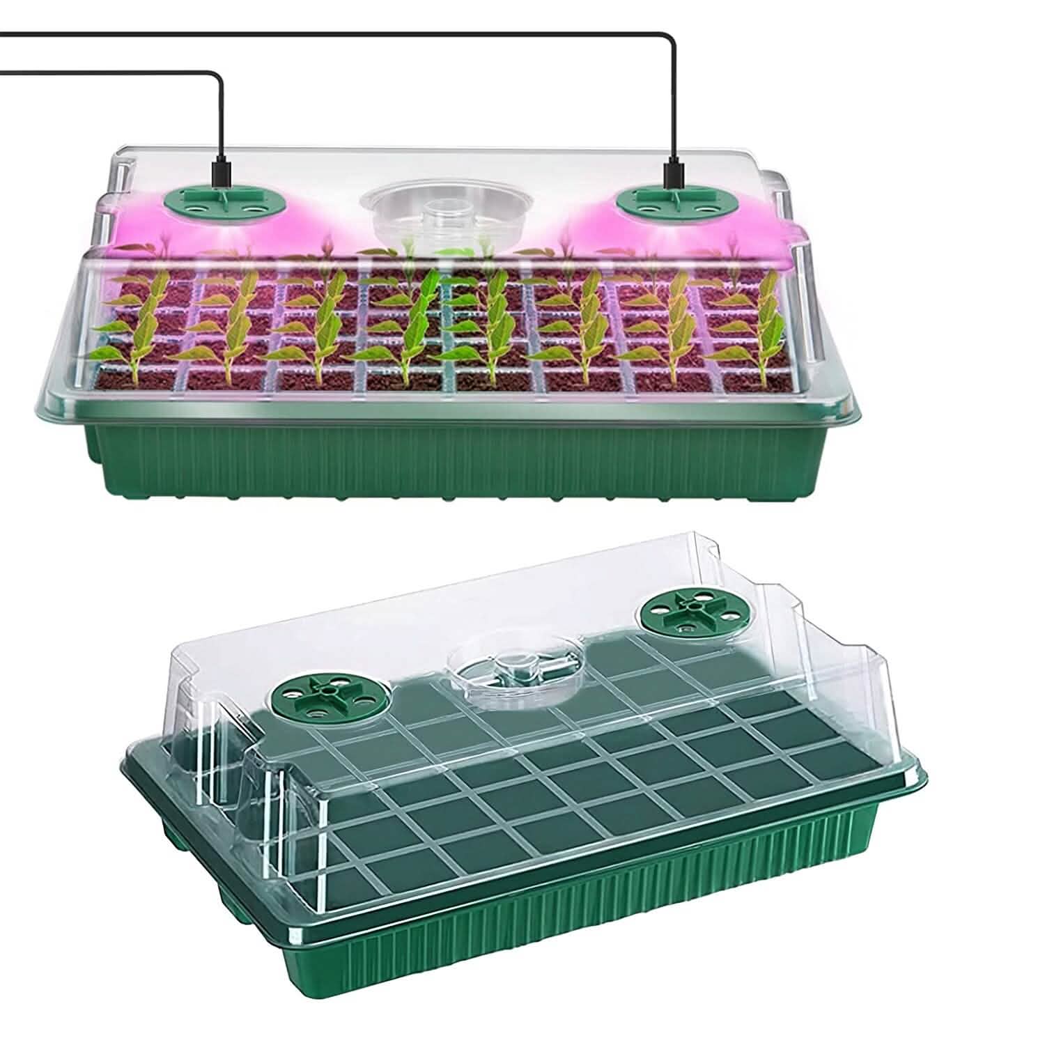 Lot de 2 : Barquette de démarrage de 40 cellules avec lampe de croissance et 4 niveaux de luminosité réglables