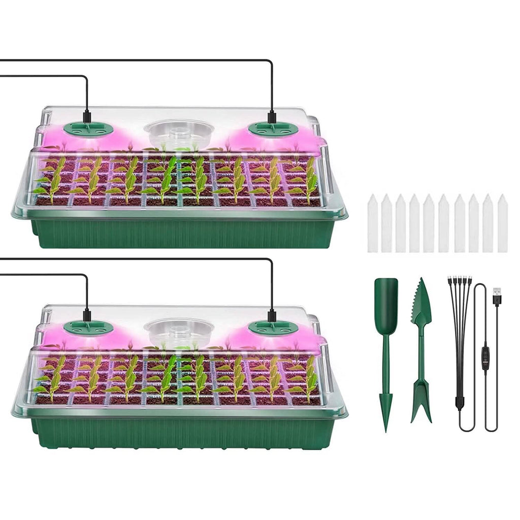 Lot de 2 : Barquette de démarrage de 40 cellules avec lampe de croissance et 4 niveaux de luminosité réglables