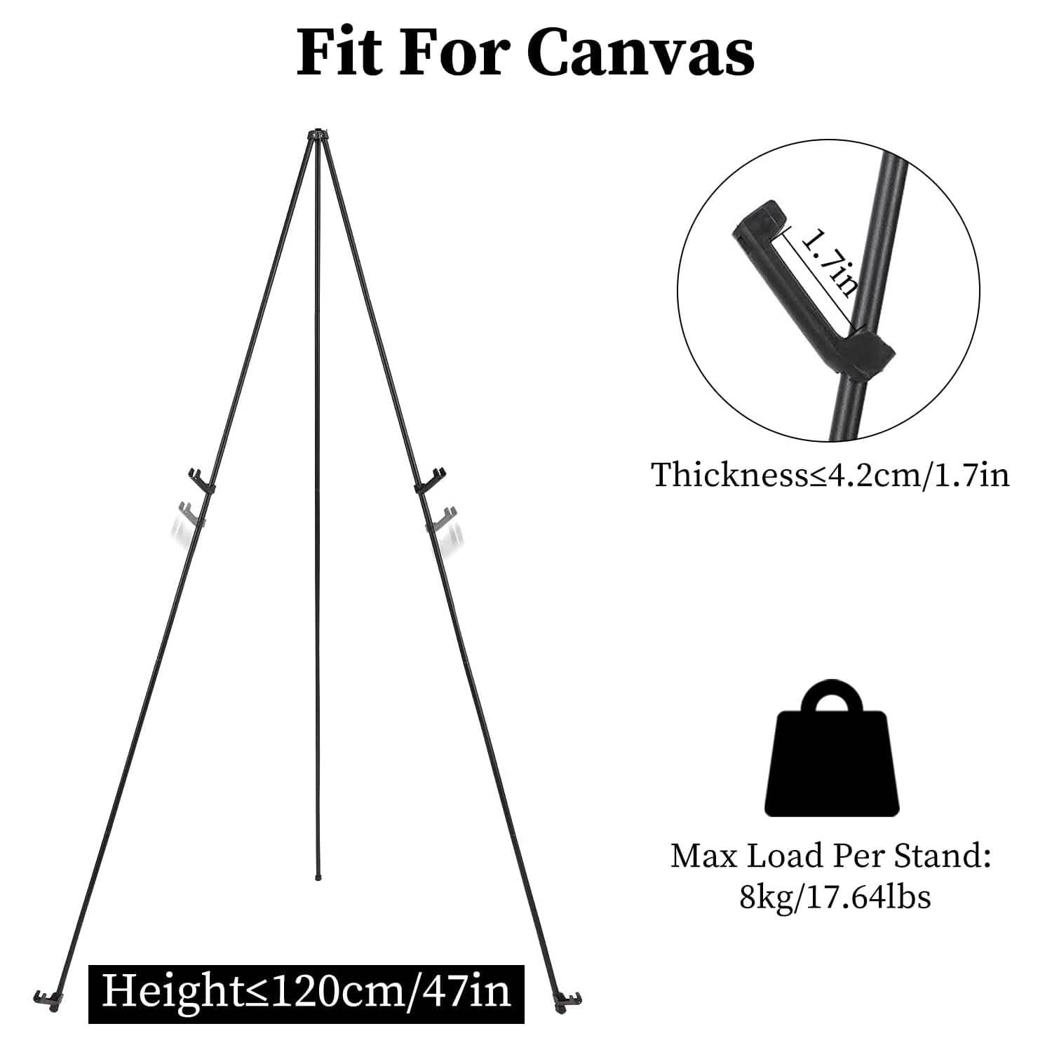 Lot de 2 : Chevalet trépied pliable en A de 155 cm en alliage de fer