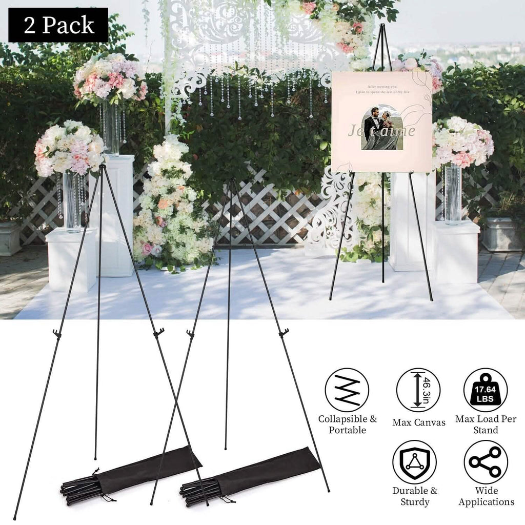 Lot de 2 : Chevalet trépied pliable en A de 155 cm en alliage de fer
