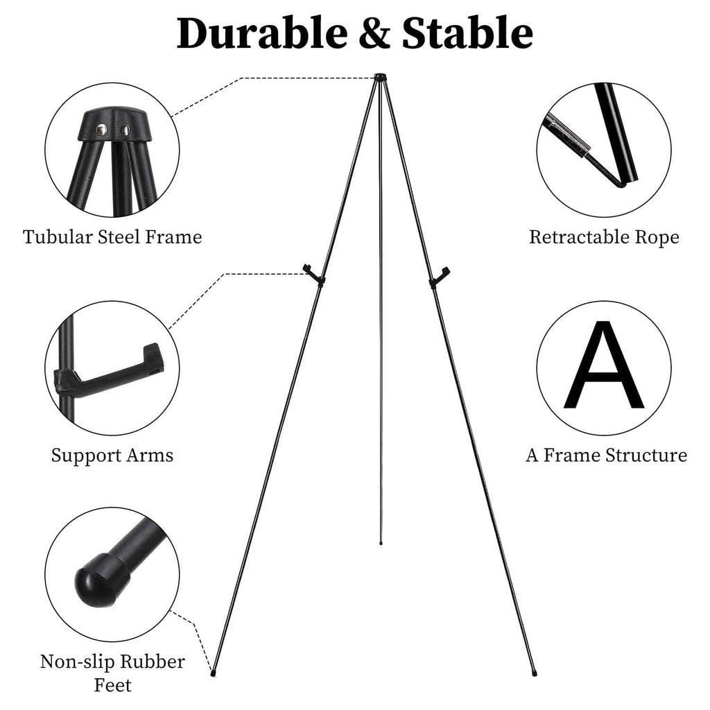 Lot de 2 : Chevalet trépied pliable en A de 155 cm en alliage de fer