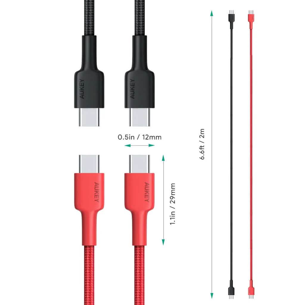 Lot de 2 : Câble USB C CB-CD28 de 2 m, câble USB C vers USB C