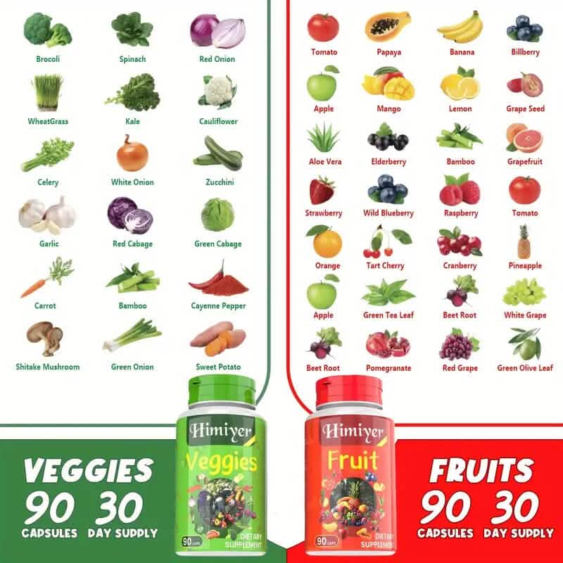 Paquet de 2 : Lot de suppléments de fruits et légumes pour 90 jours