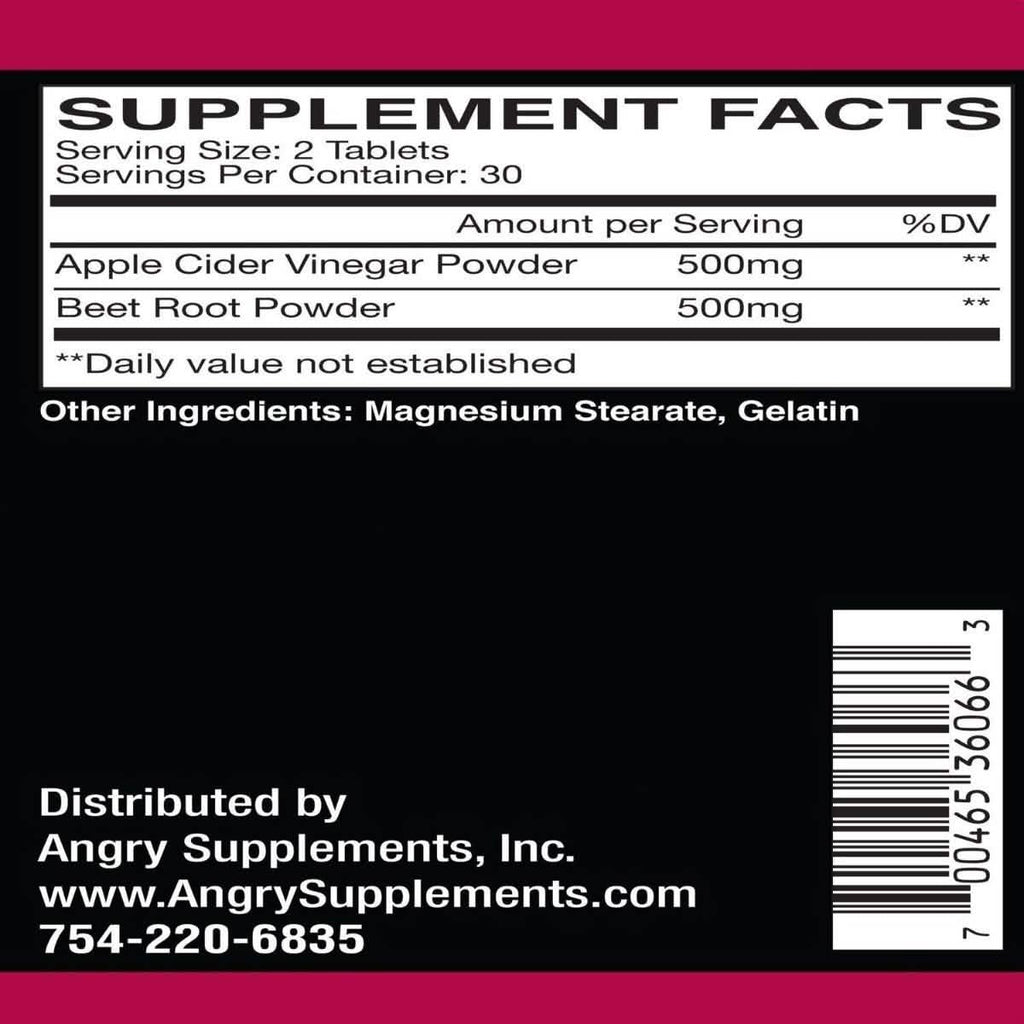 Lot de 2 : Vinaigre de cidre de pomme, betterave, curcuma et gingembre en capsules Angry Supplements